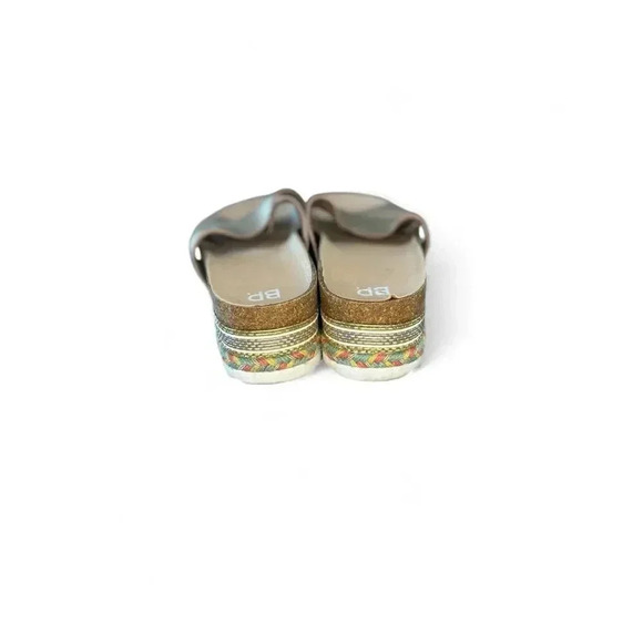 BP Nordstrom Women's Platform Sandal 9 Rose Gold Leather Criss Cross Straps Cork - Picture 6 of 11